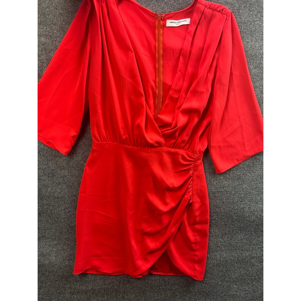 Amanda Uprichard Mini Dress Womens S Draped V-Neck Wrap Skirt Long Sleeve